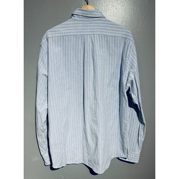 Ralph Lauren Oxford Shirt Men’s XXL Blue White Striped Long Sleeve Button SLIM - Picture 2 of 4